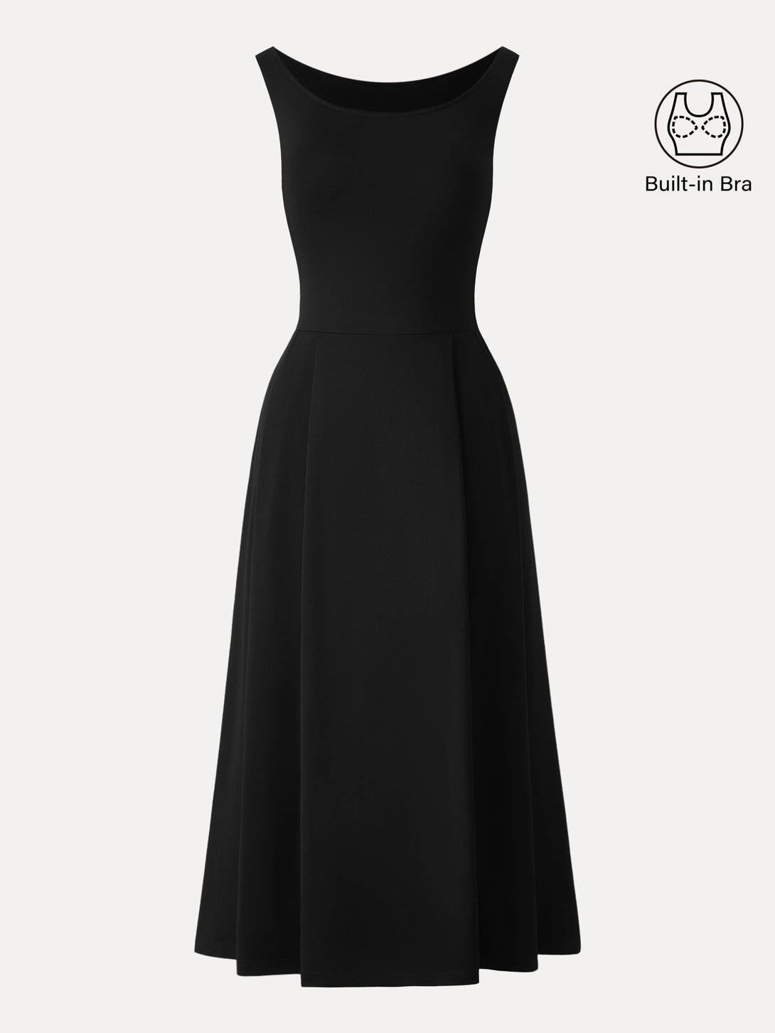 Balletic Scoop Neck Midi Brami Dress with Pockets