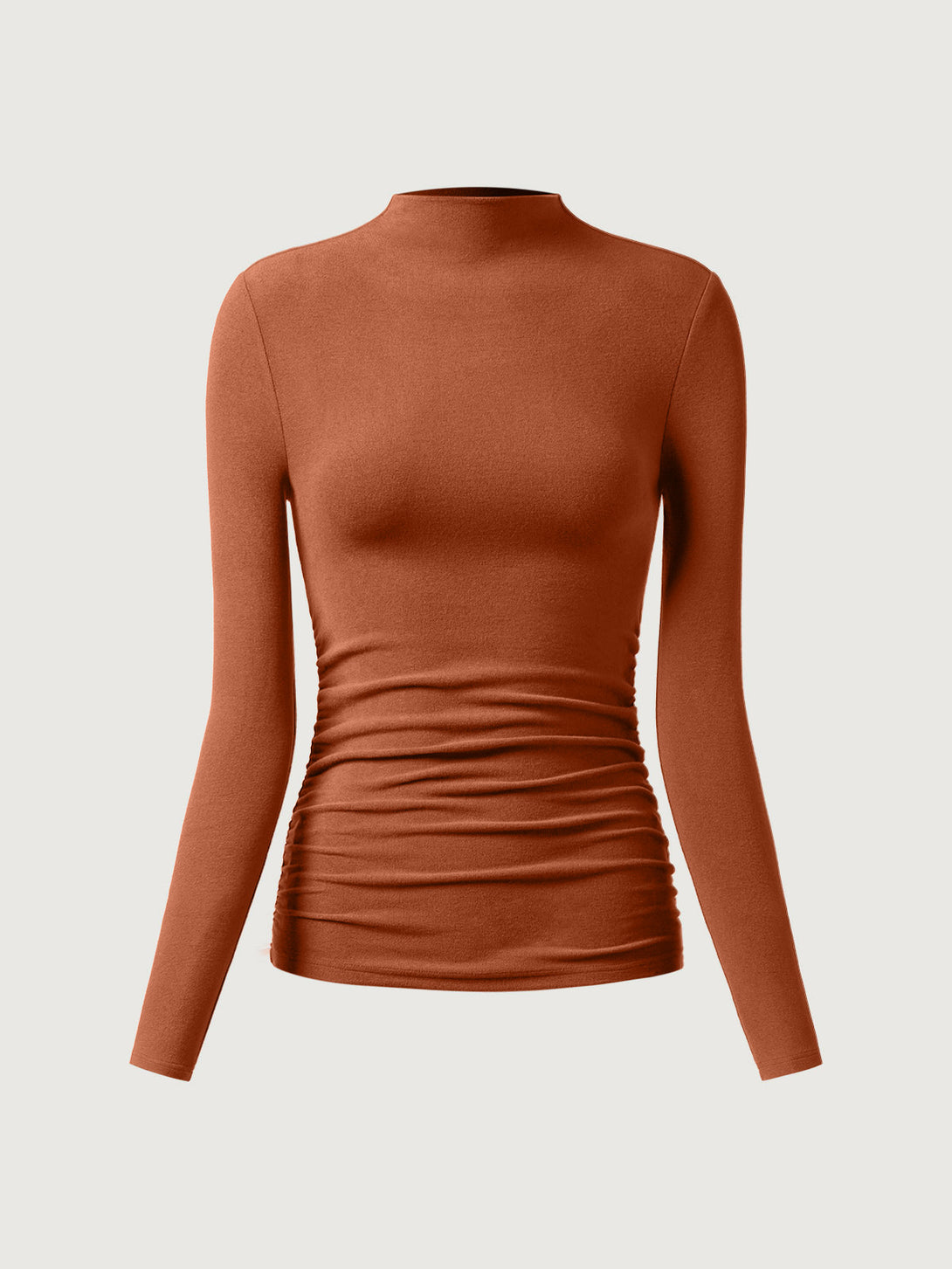 Thermal Ruched Sides Tuckable Mockneck Top Autumn XS