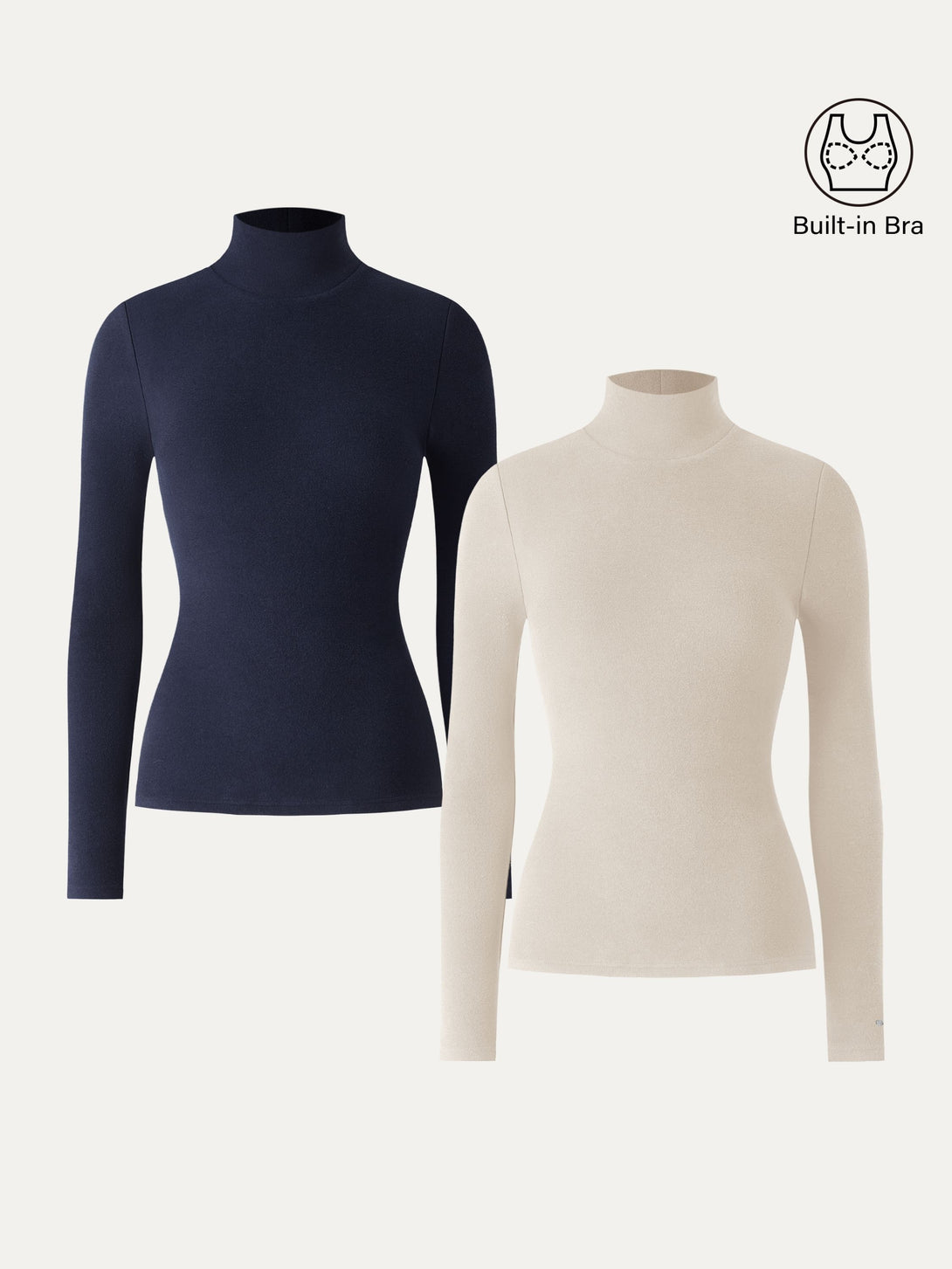 2Pcs Set LiteWarm Turtleneck Long Sleeve Brami Morning Mist/Midnight Navy XS