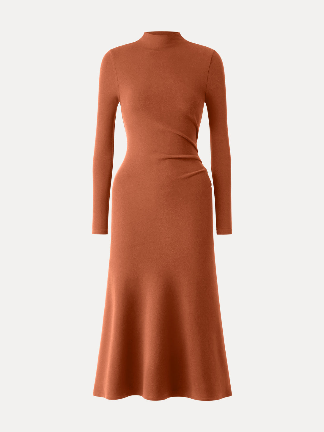 ProWarm Long Sleeves Mockneck Tucks Midi Dress