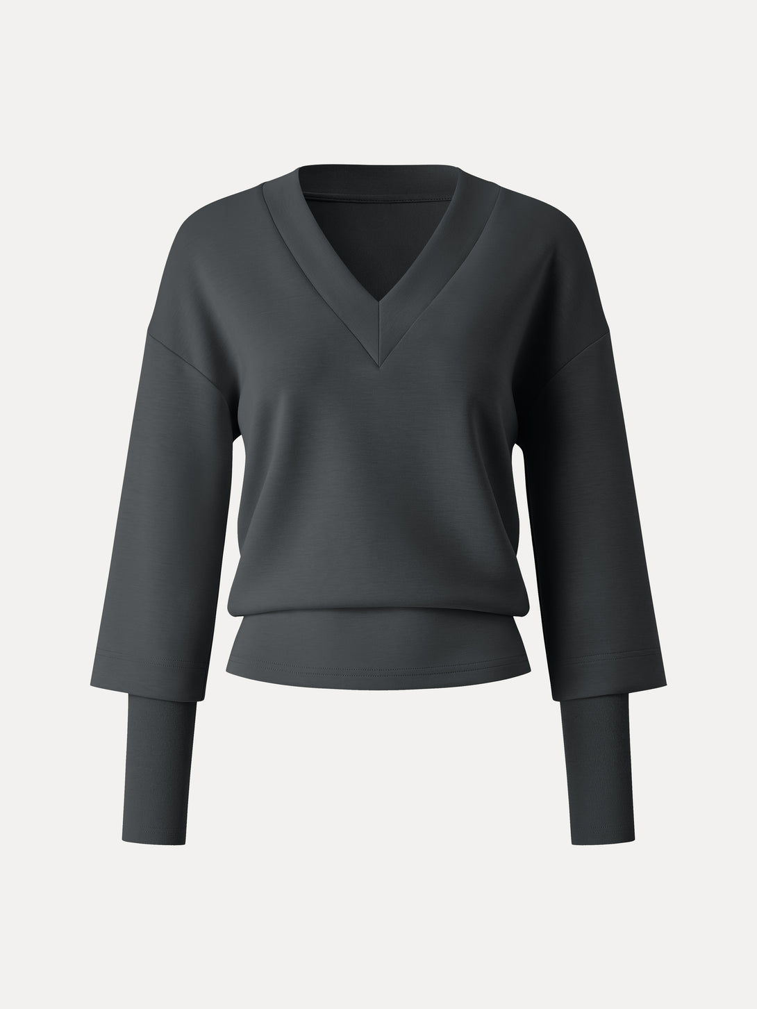 V-neck Hip Length Top with Sleeve Warmers