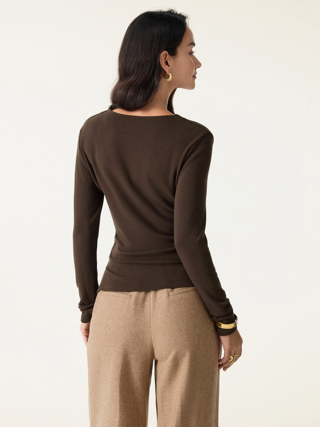 Button Front Side Ruched Top