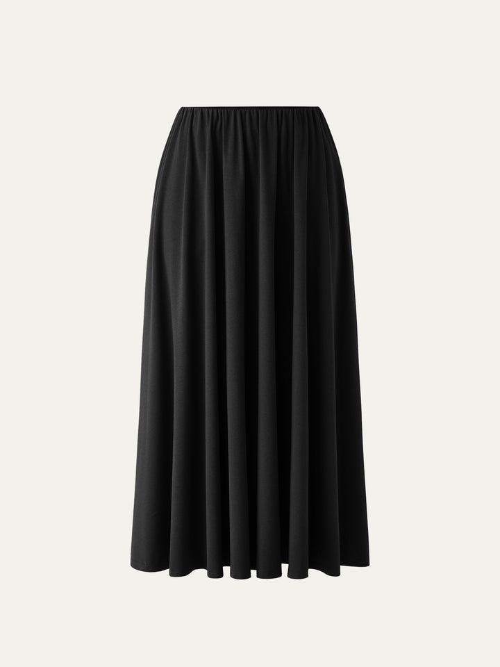 Umbrella Maxi Skirt with Pockets Black XS