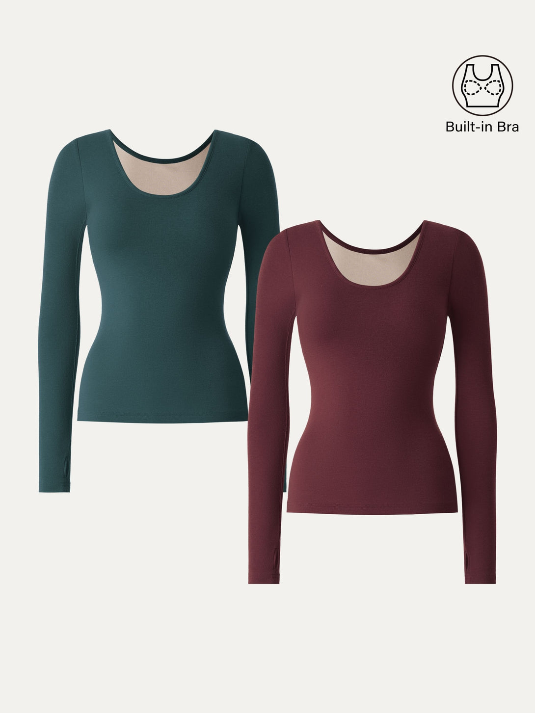 Lyocell Cashmere Scoop Neck Thumbhole Brami Rust Orange/Galactic Stream XS