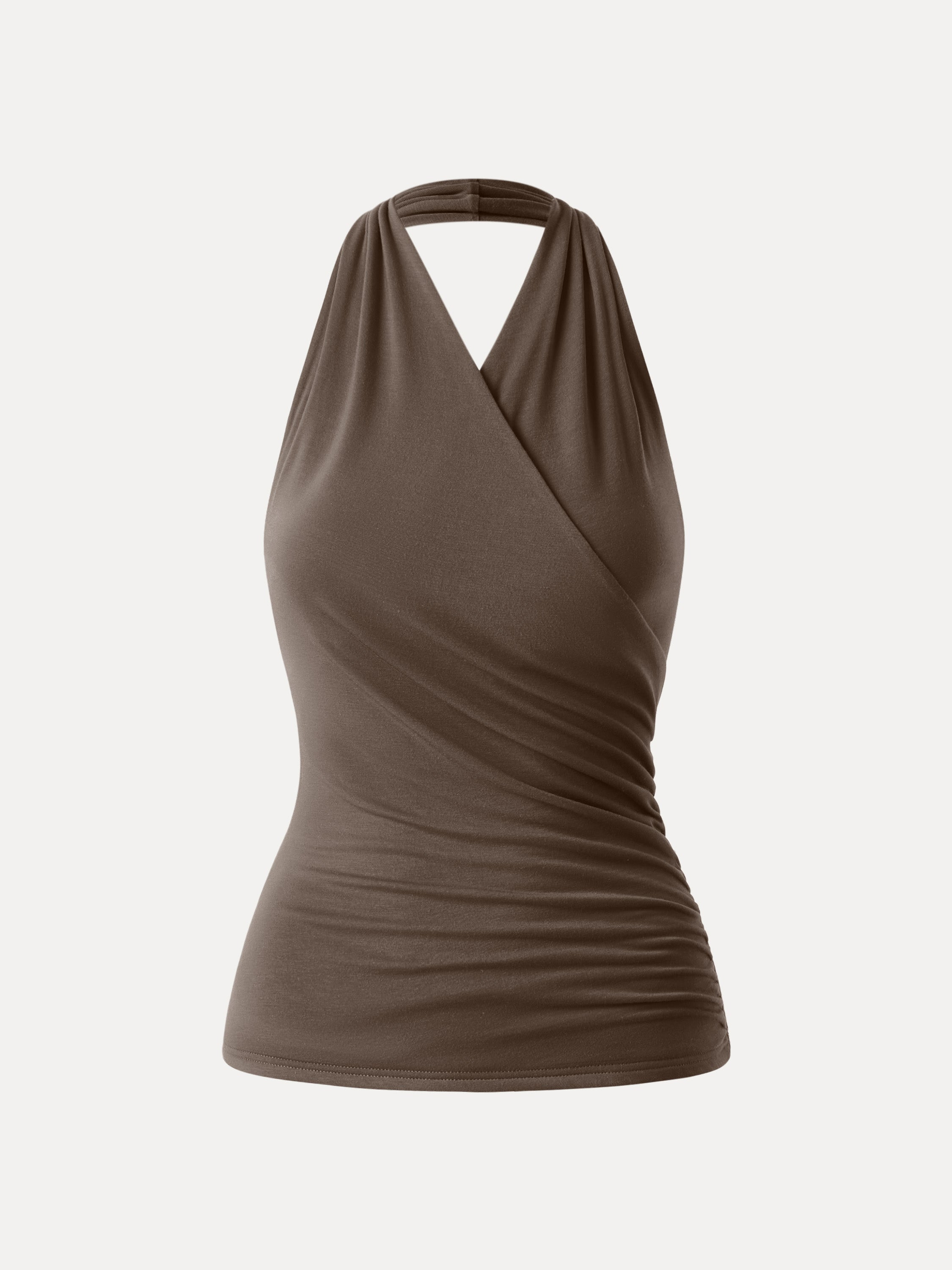 Foil Surplice Halter Top And Opened Maxi Skirt