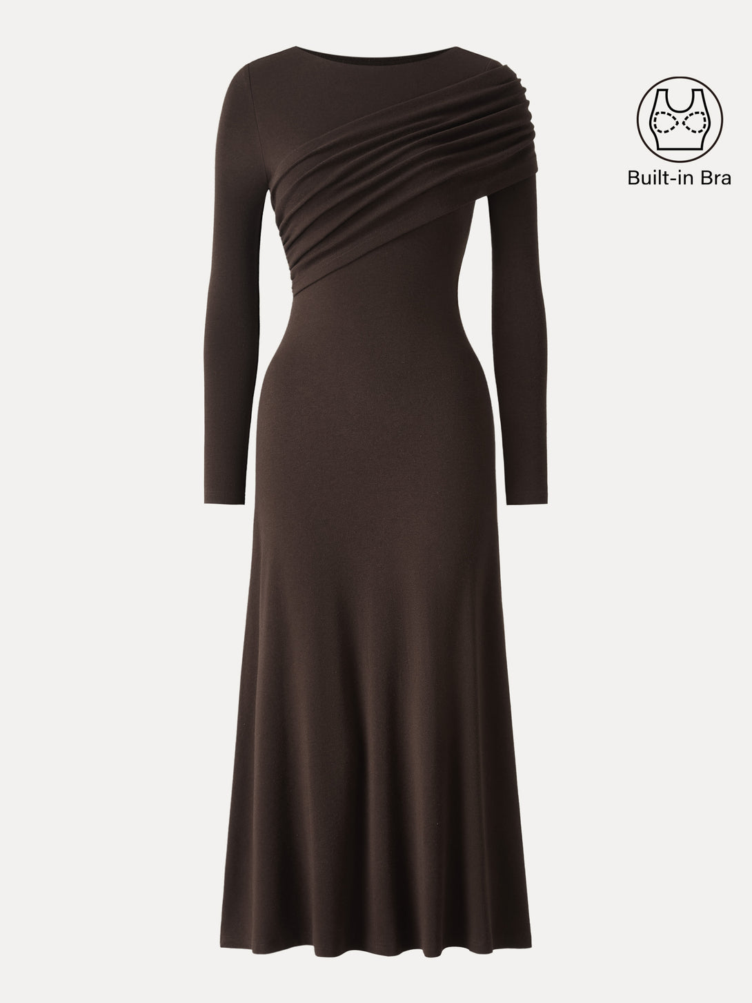 Chic Boatneck Ruched Midi Brami Dress