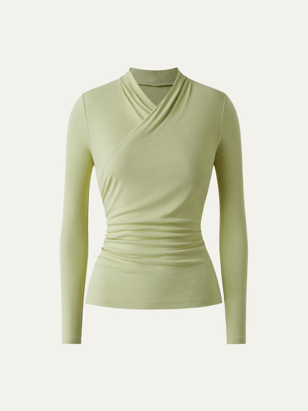 Faux Wrap light Long Sleeve Lightweight Top