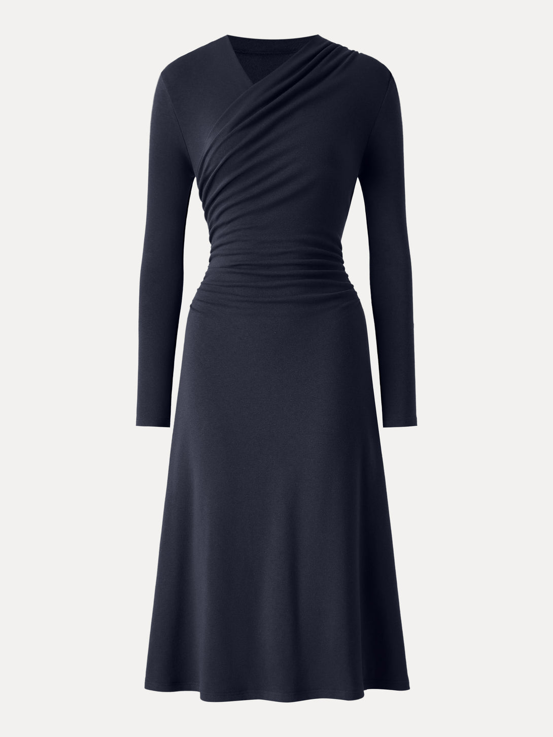 ProWarm Surplice V-neck Ruched Midi Dress Smoky Navy XS