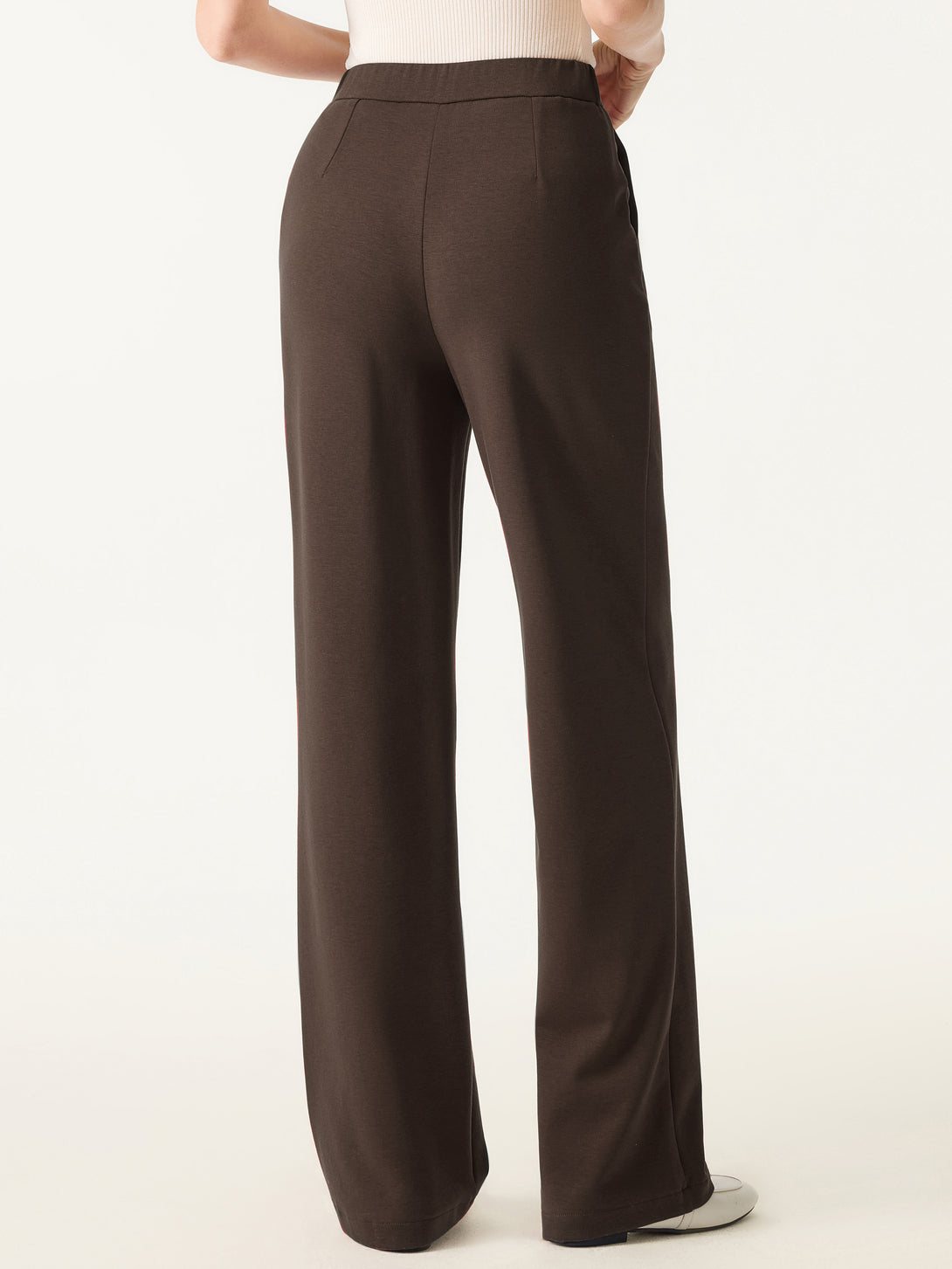 Brushed Stretch High Rise Slim Straight Pull-on Pants with Pockets
