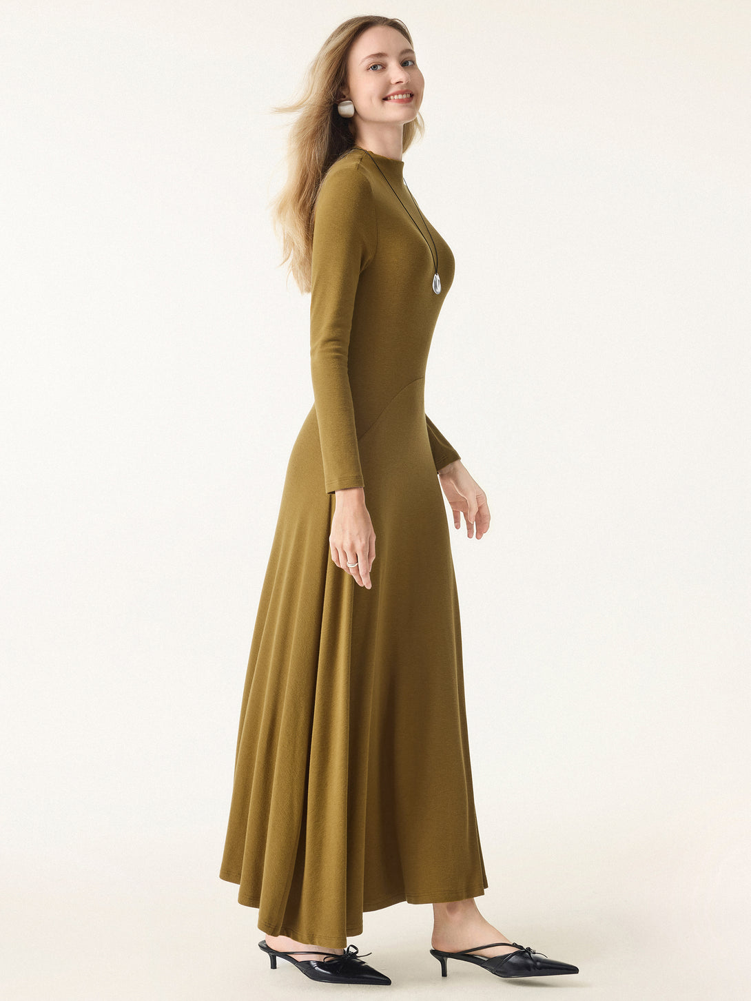 Light Warm Essential Mockneck Maxi Dress