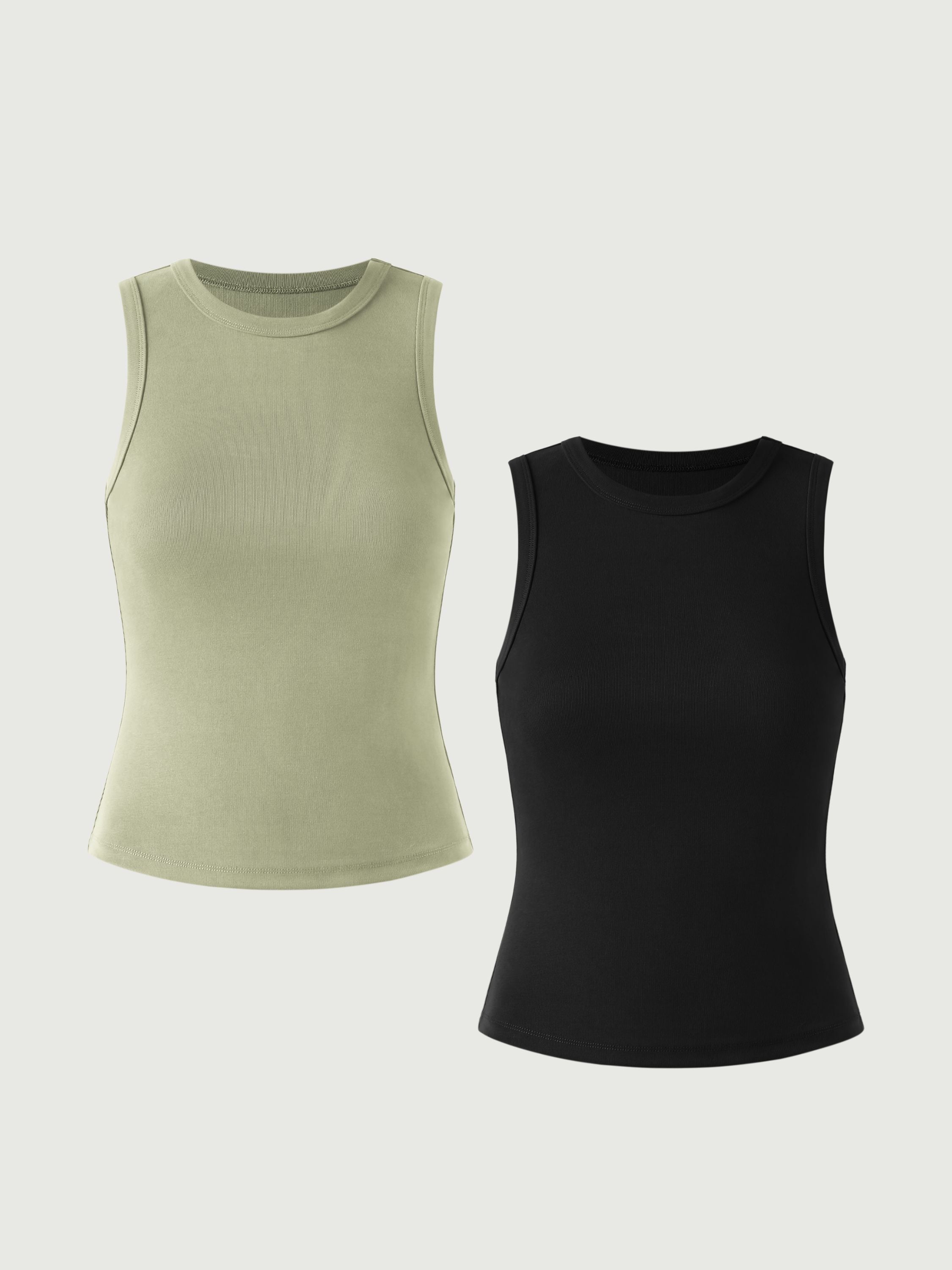 Staple Everyday Tank Top 2Pcs Set - Black/Soft Lily