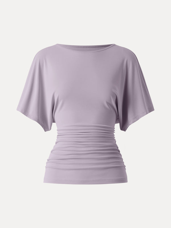 OGLmove Effortless Boatneck Batwing Sleeve Side Ruched Top
