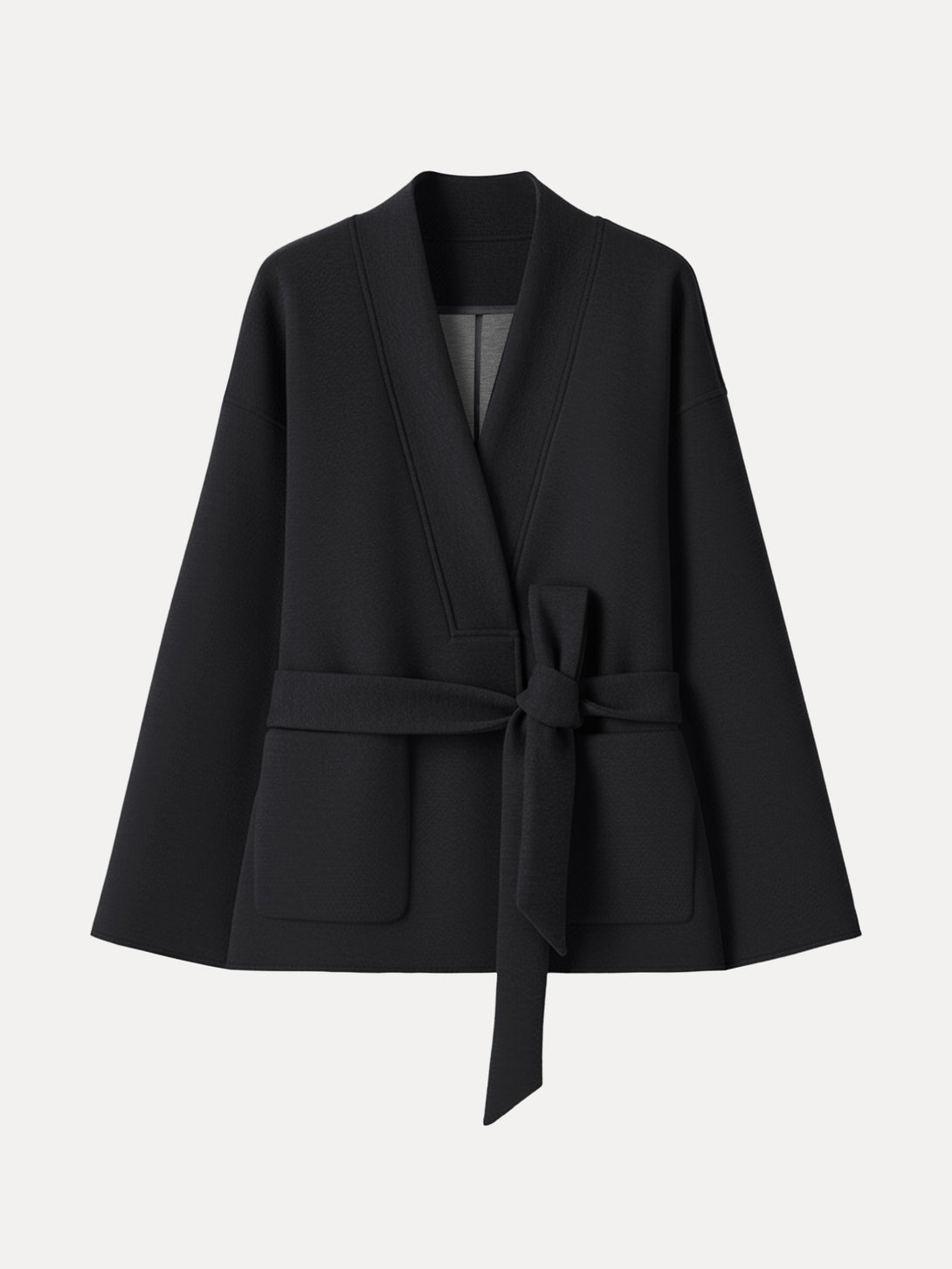 Belted Robe Style Coat with Pockets