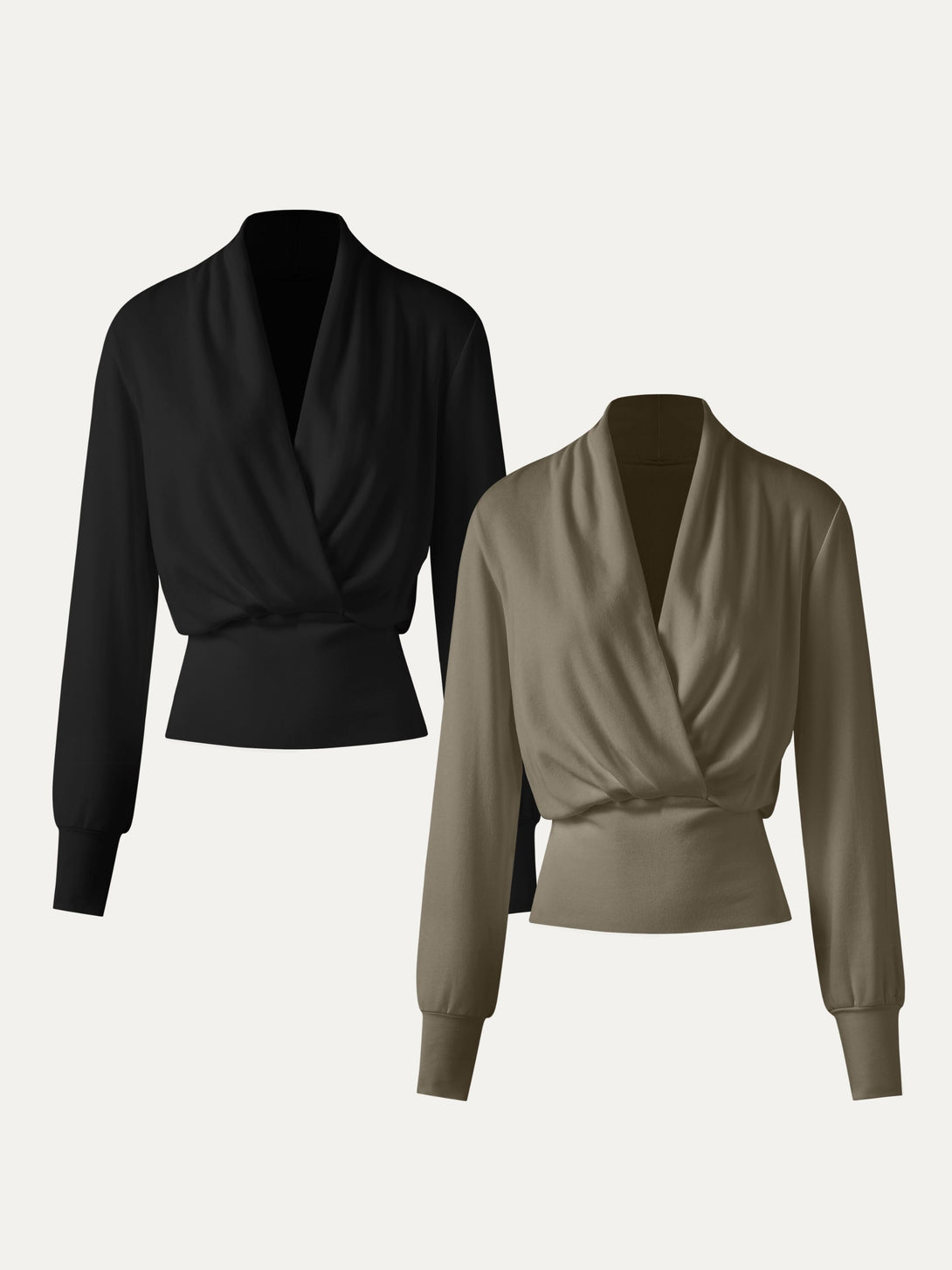 2Pcs Set Surplice Tuckable Top Black/Materica XS