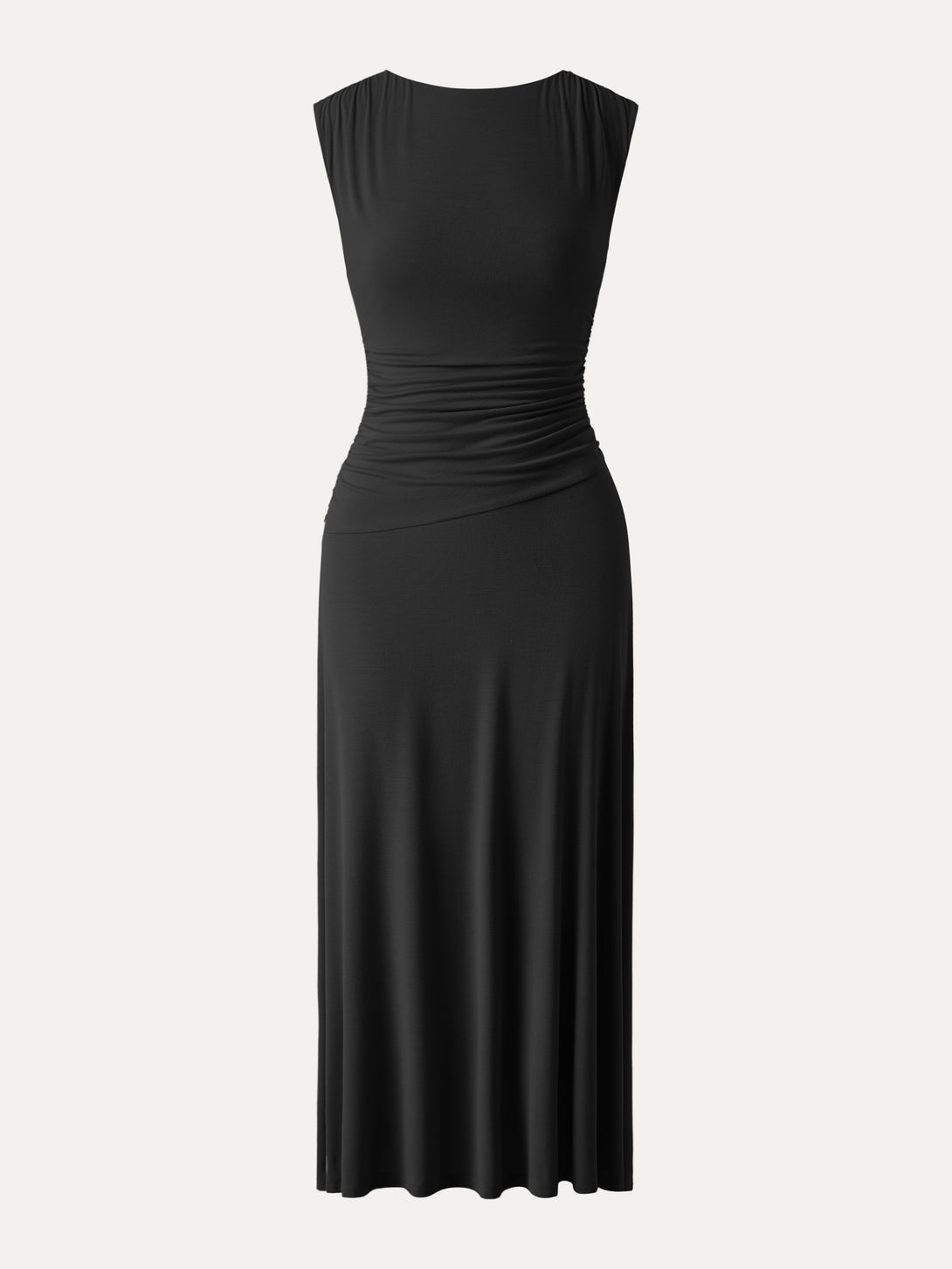 Breezy Cooling Side Ruched Maxi Dress Black XS