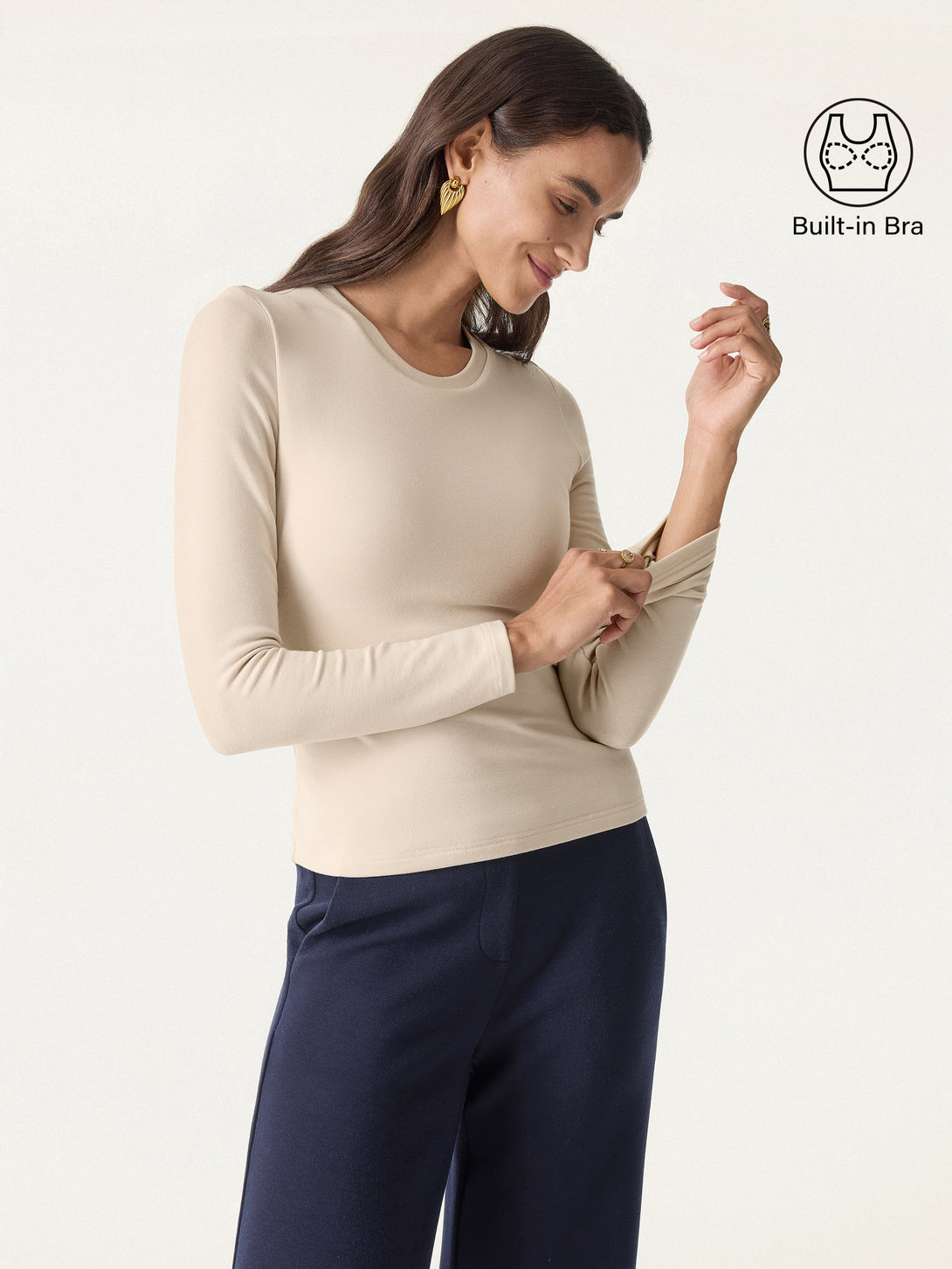 Crewneck Long Sleeve Brami Top