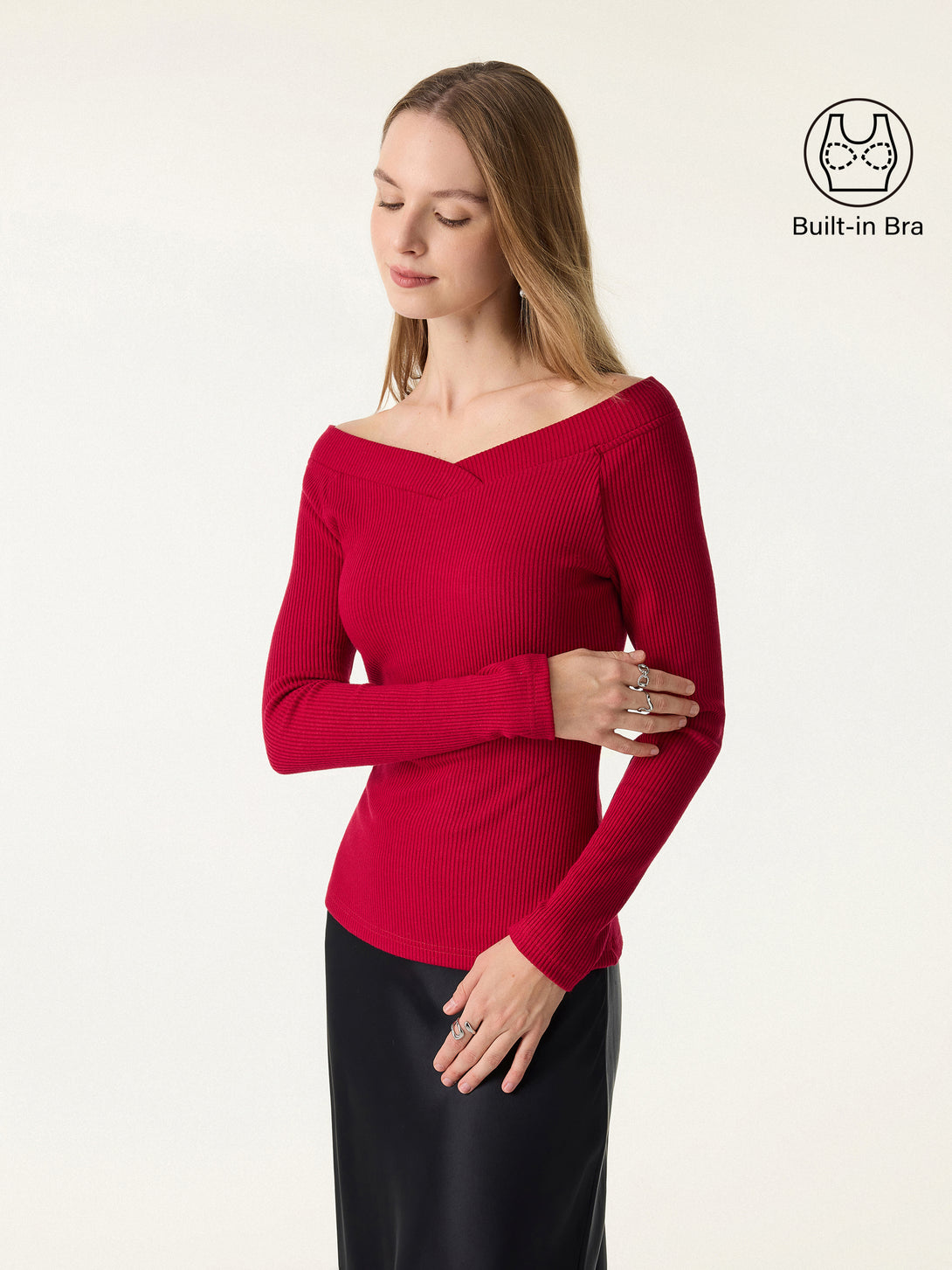 Non-Slip Ribbed Wide V-Neck Brami Top