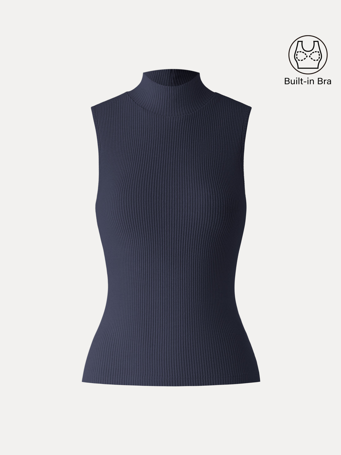 Textured Rib Mockneck Sleeveless Brami Smoky Navy XS