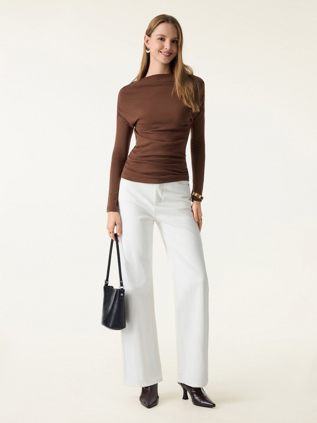 ProWarm Drop Shoulder Ruched Top