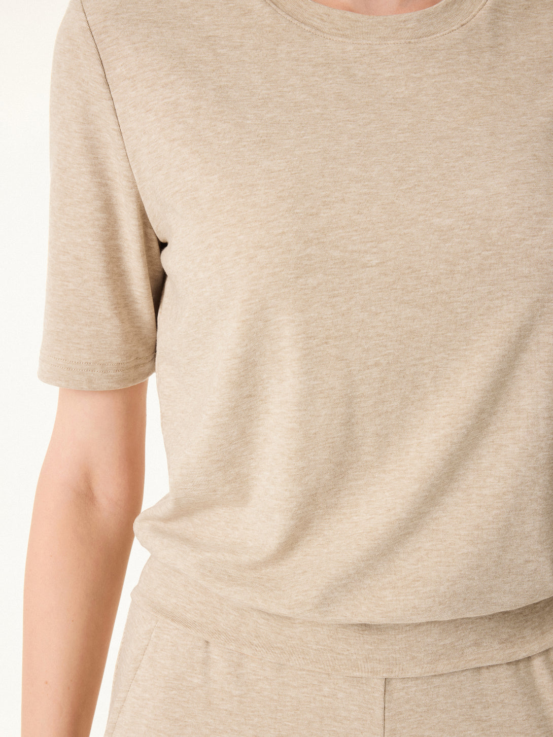 Lyocell Wool Crewneck Brami with Banded Hem