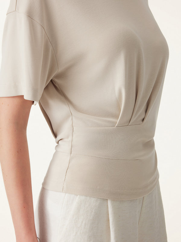 2Pcs Set Crewneck Tucked Tee & Mid Rise Tapered Pants with Pockets