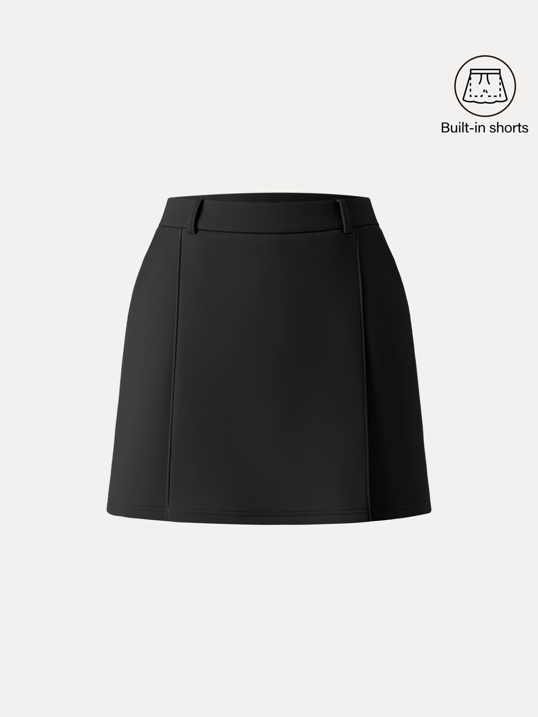 Pleated High Rise A-Line Pull on Skorts with Pockets Black XS