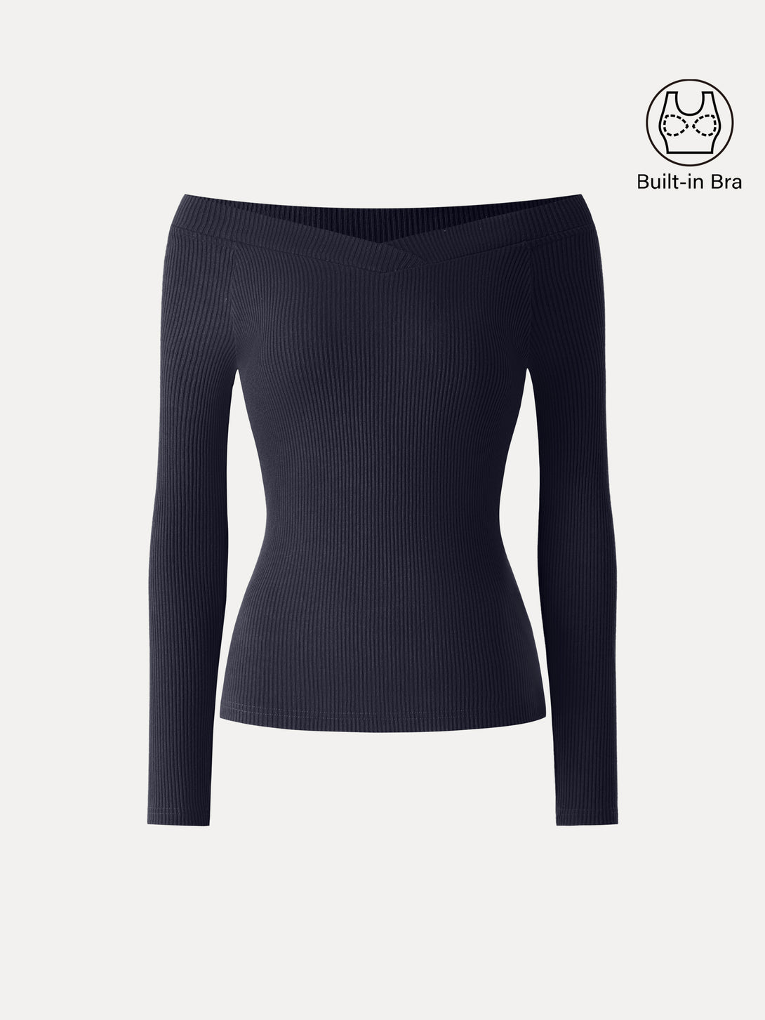 Non-Slip Ribbed Wide V-Neck Brami Top Smoky Navy XS