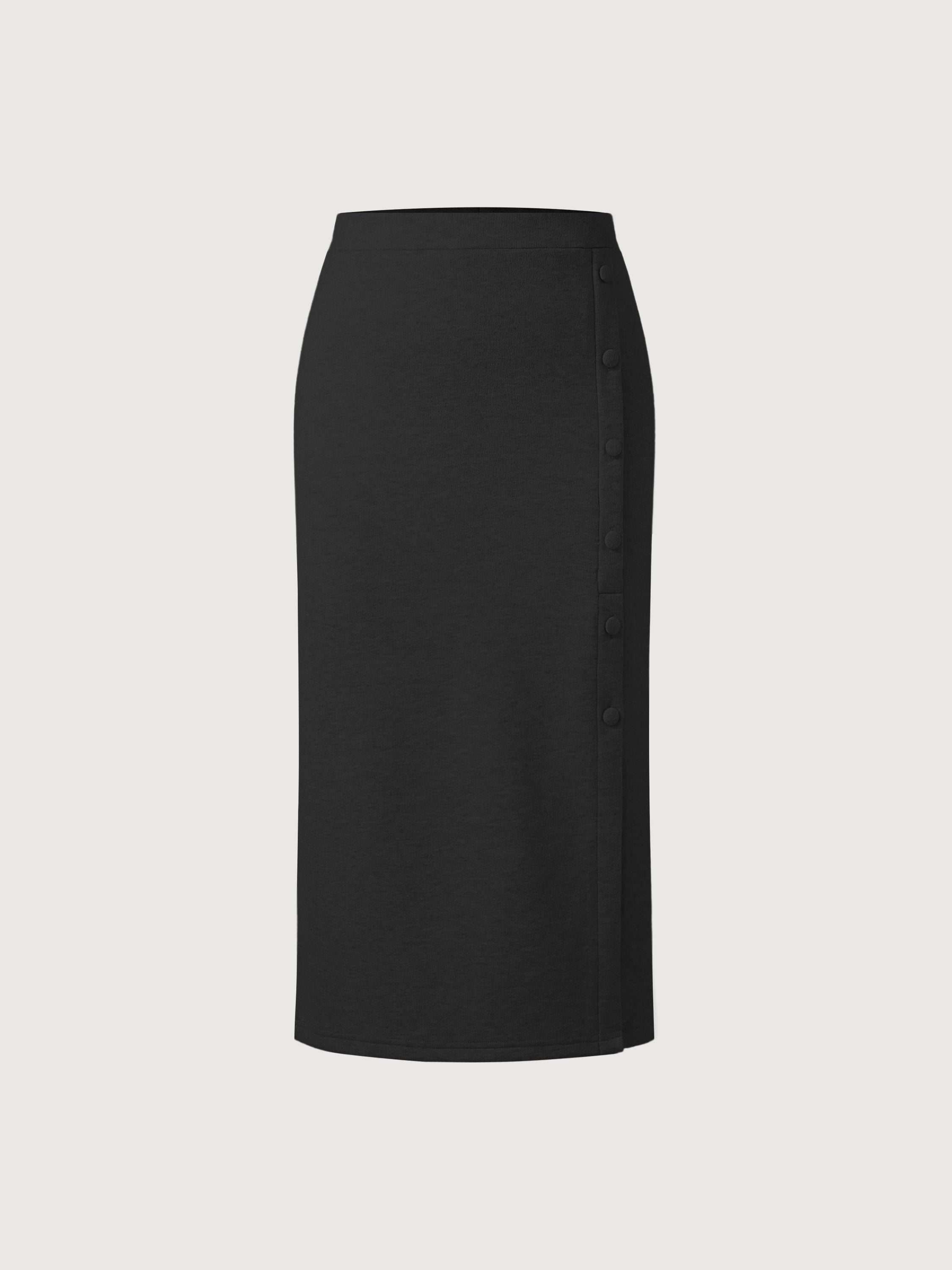 CashSoft Button Placket Midi Skirt - Morning Mist