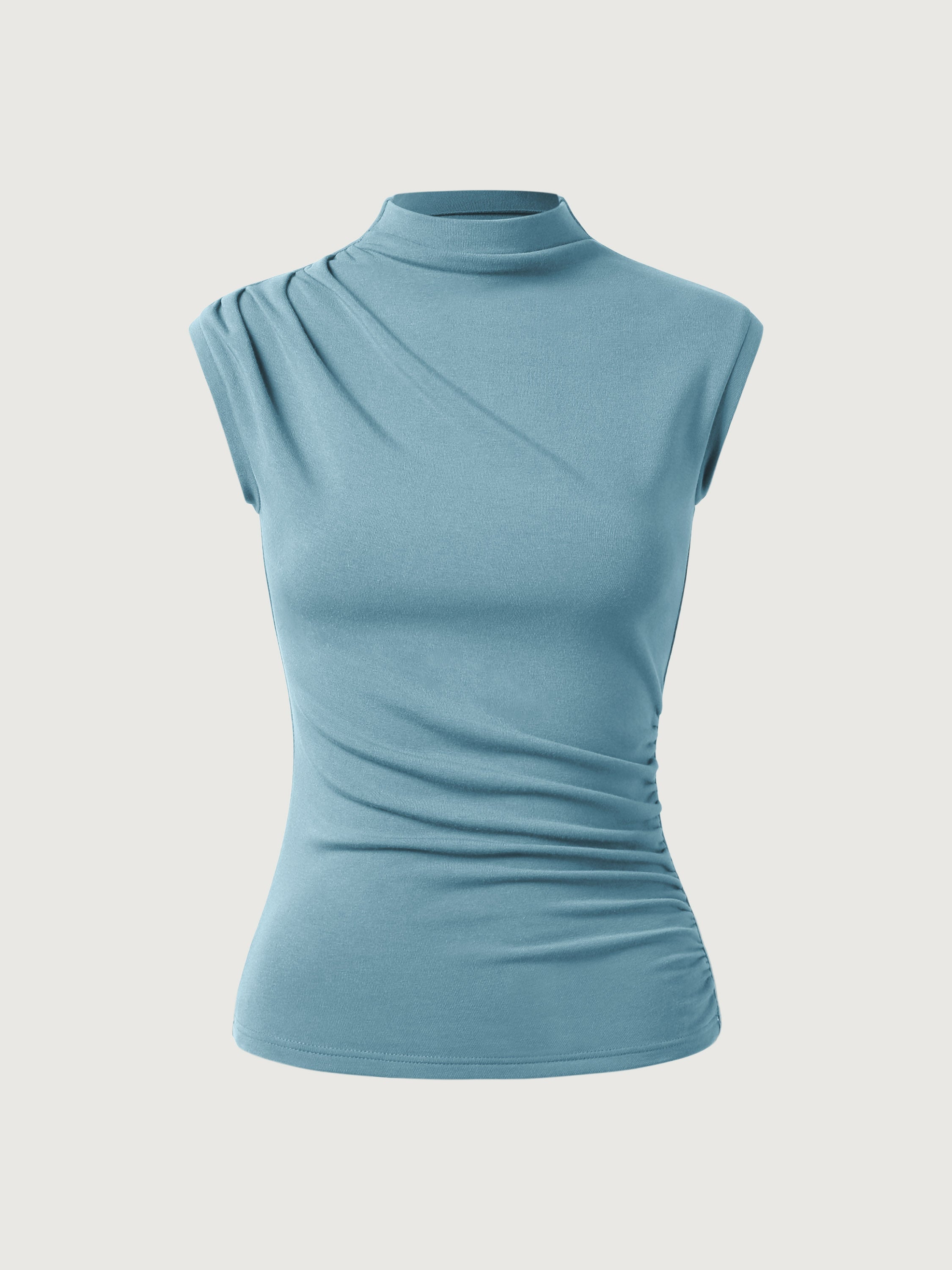 Asymmetrical Ruched Mockneck Tank Top – OGLmove