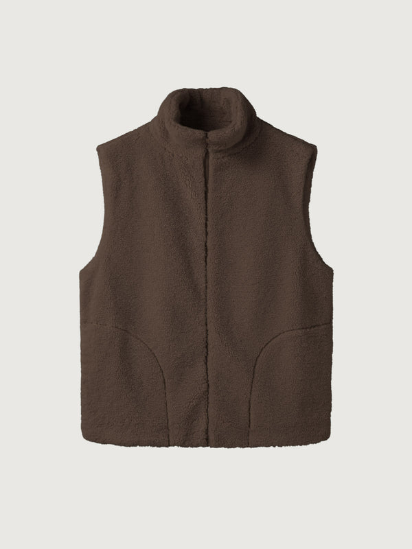 Sherpa Fleece Mockneck Full-Zip Vest