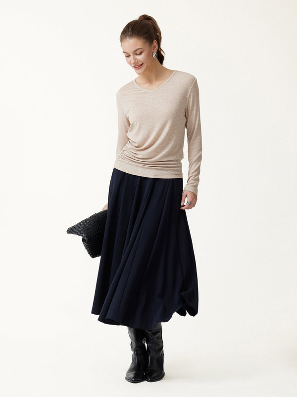 OGLmove LiteWarm V-Neck Long Sleeve Ruched Top
