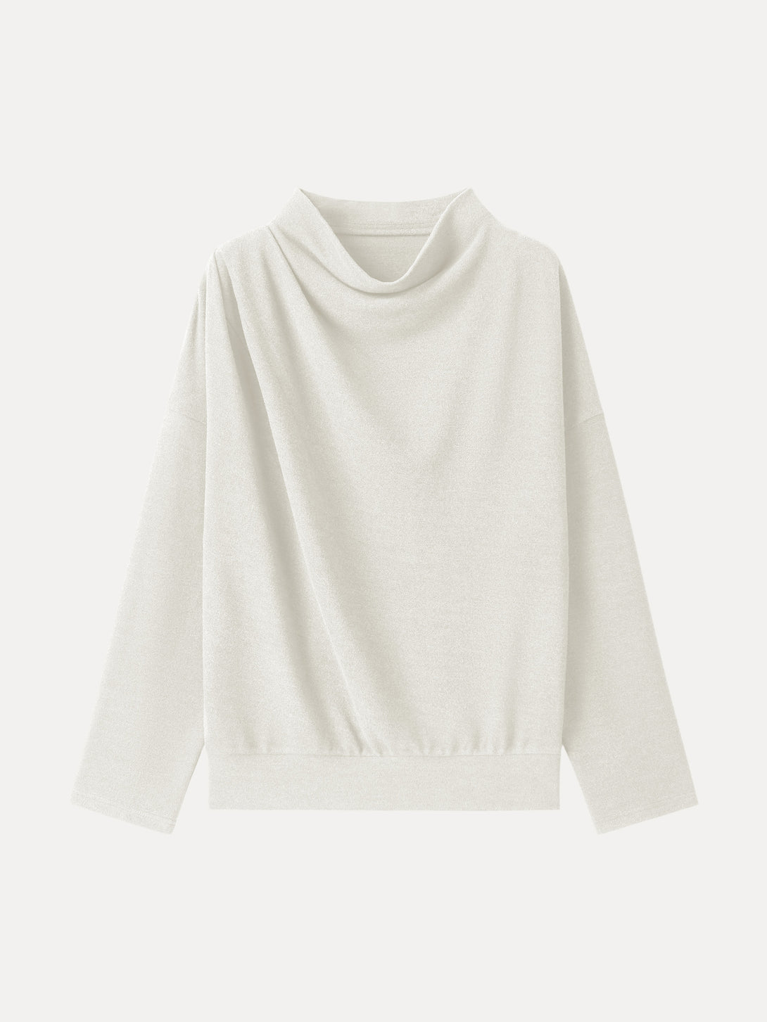 Cozy Relaxed Mockneck Top with Banded Hem Milk Cream XS