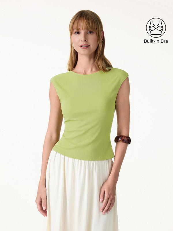 Sweat-Wicking Boatneck Open Back Bra Top Luna XS