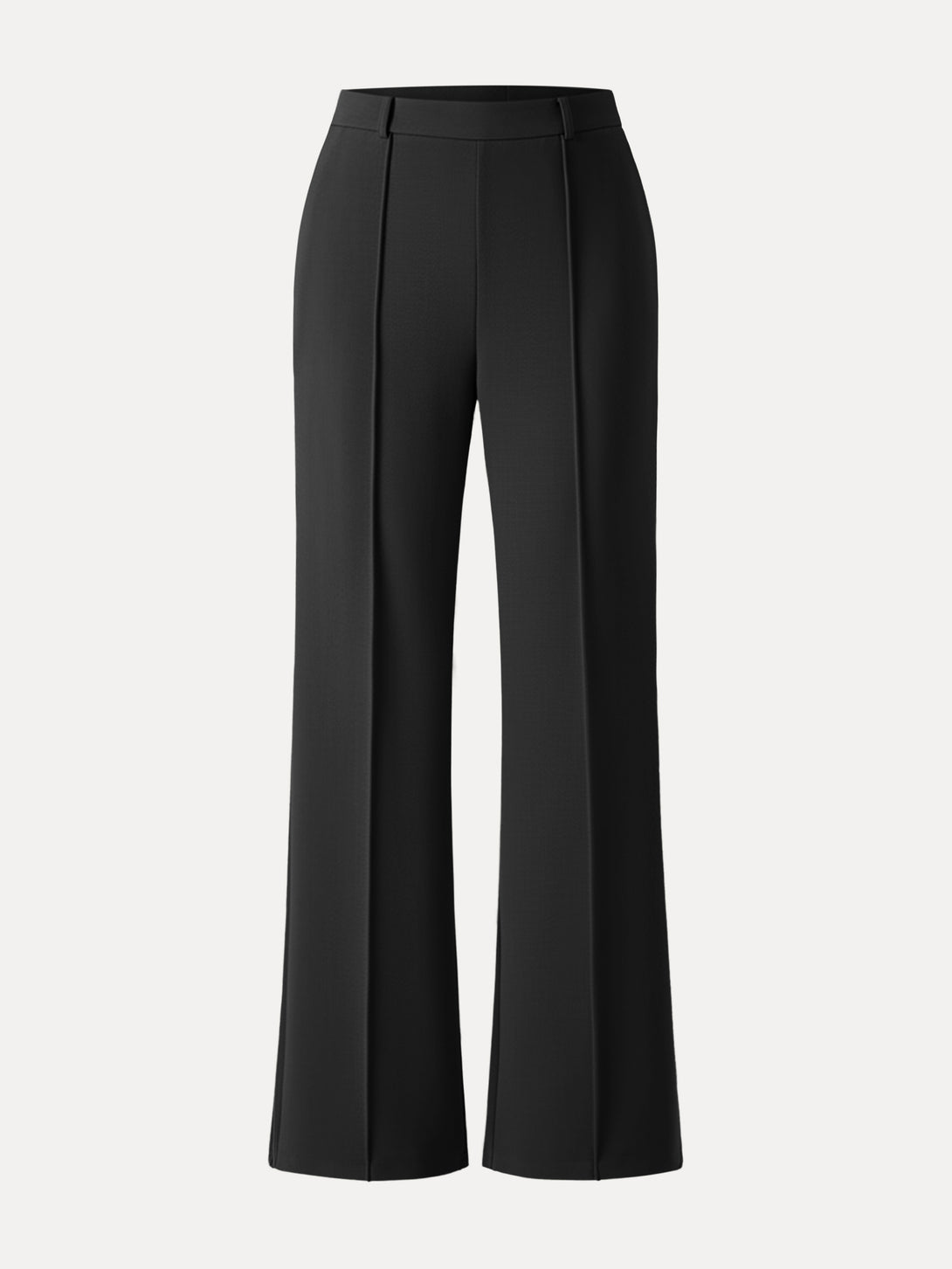 Double-Faced Cozy High Rise Pintuck Pull-on Pants with Pockets Regular Black