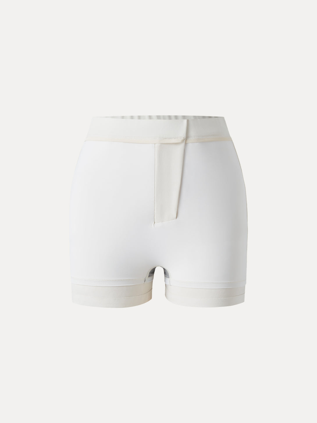 Tencel-Linen Mid Rise Fly Front Flared Shorts with Pockets