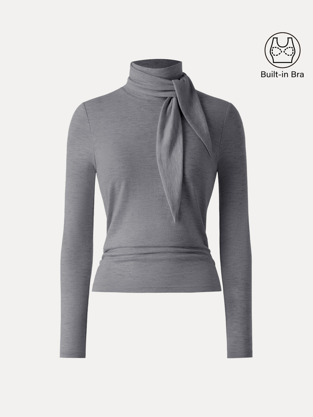 Ruched Long Sleeve Brami with Scarf Heather Grey XS