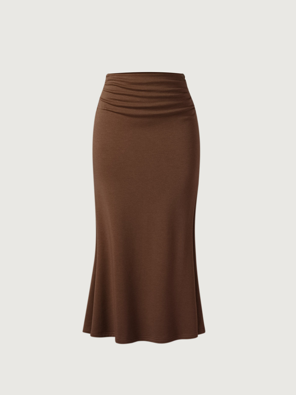 Ruched Side Mermaid Maxi Skirt-Brushed Inside