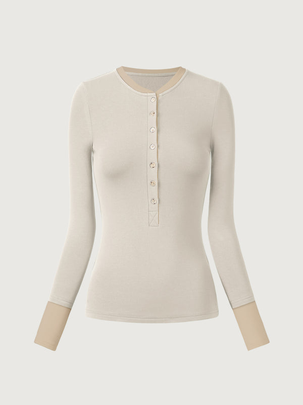 Eco-Mousse® Contrast Layering Henley Top