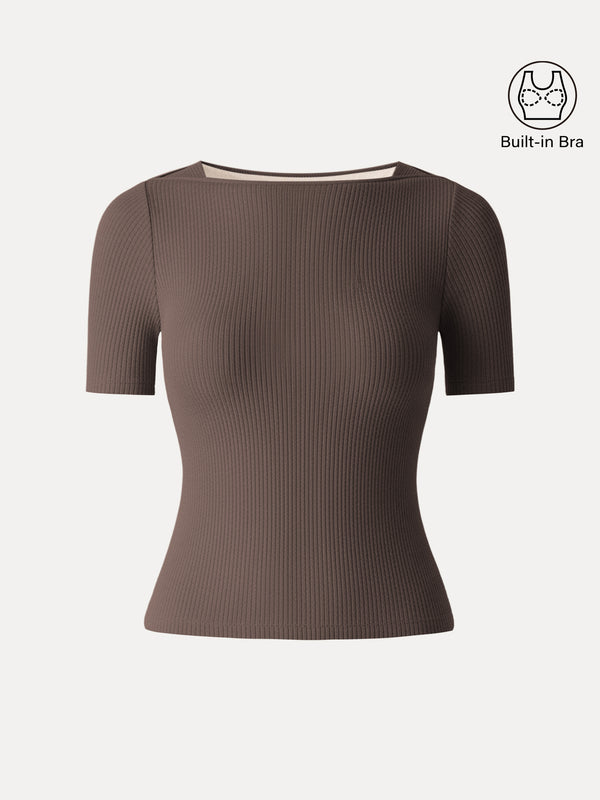 OGLmove Ribbed Texture Cropped Bra Tee