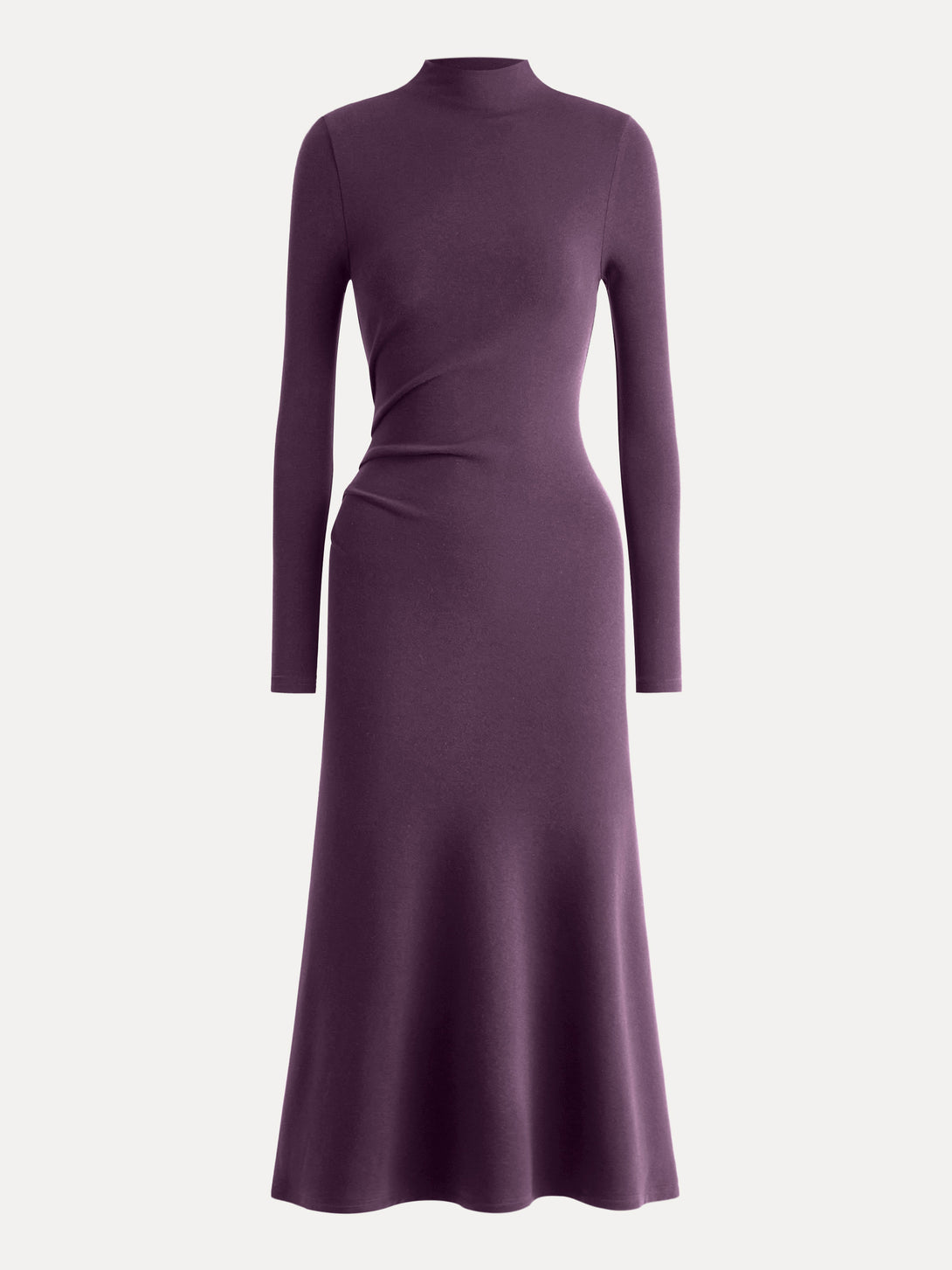 ProWarm Long Sleeves Mockneck Tucks Midi Dress Regular Deep Fig