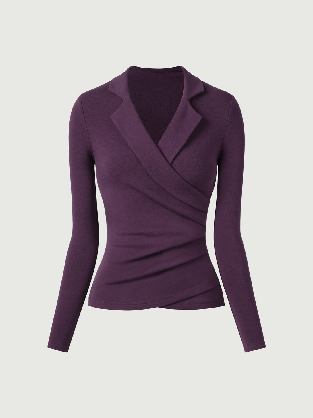 Collared Surplice Top Deep Fig XS