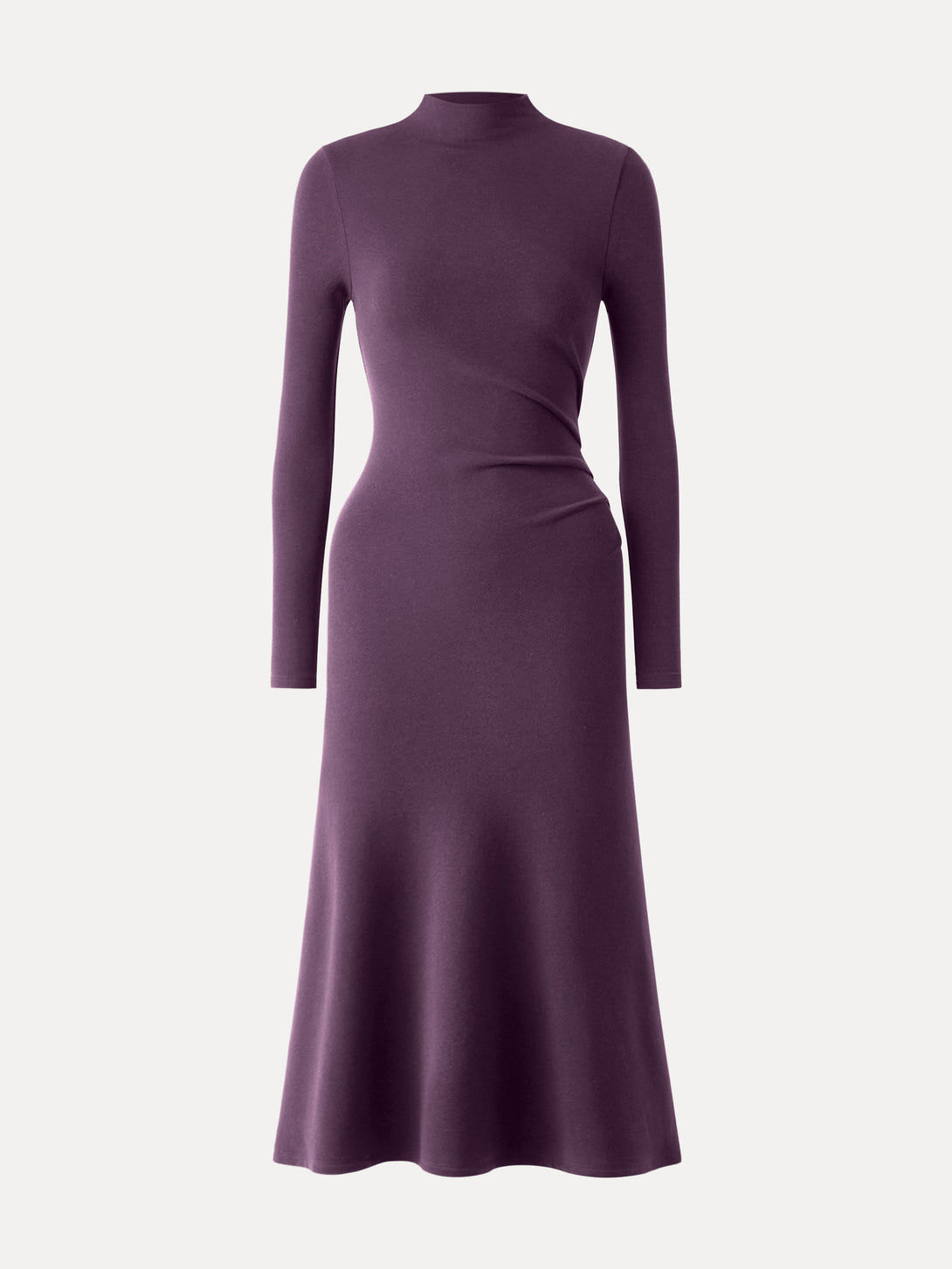 ProWarm Long Sleeves Mockneck Tucks Midi Dress Petite Deep Fig