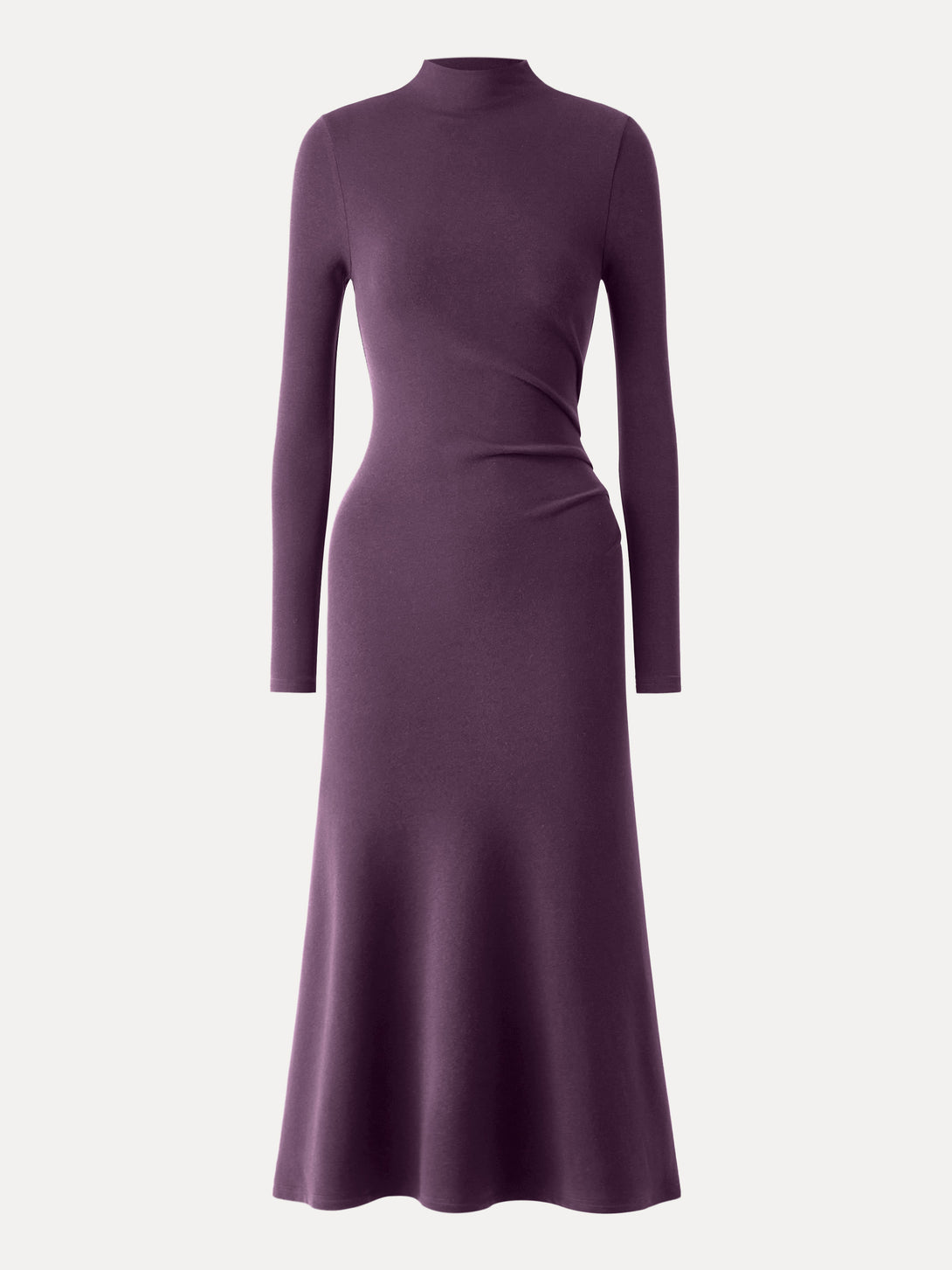 ProWarm Long Sleeves Mockneck Tucks Midi Dress Regular Deep Fig