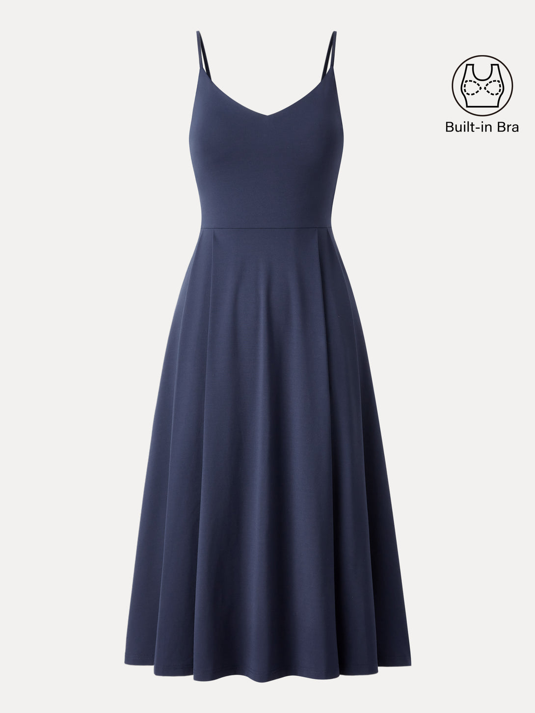 Bamboo Ponte V-neck Fit-and-flare Midi Brami Sundress with Pockets