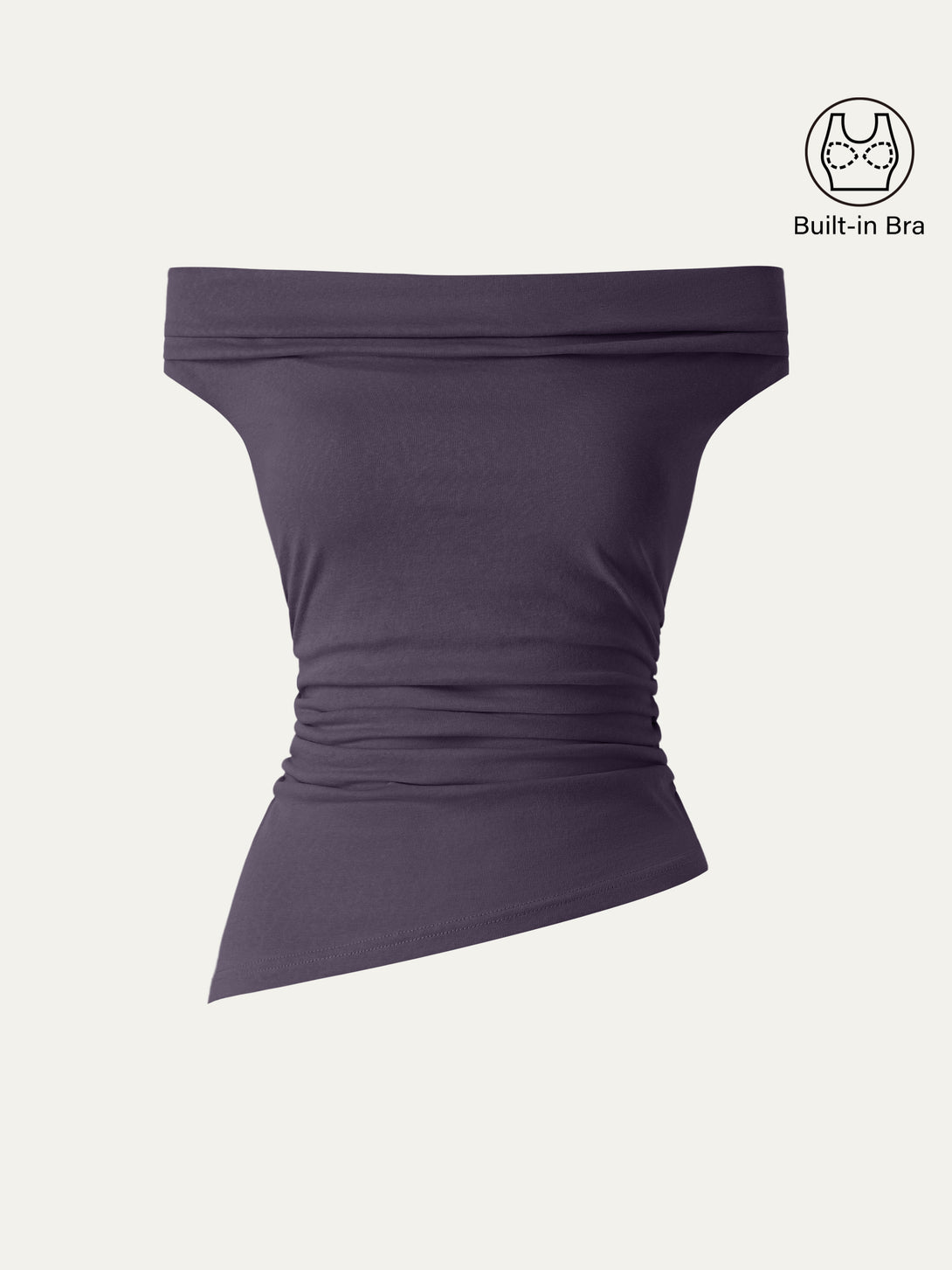 Cold Shoulder Cotton-Linen Gathered New Airy Brami Purple Gloam XS