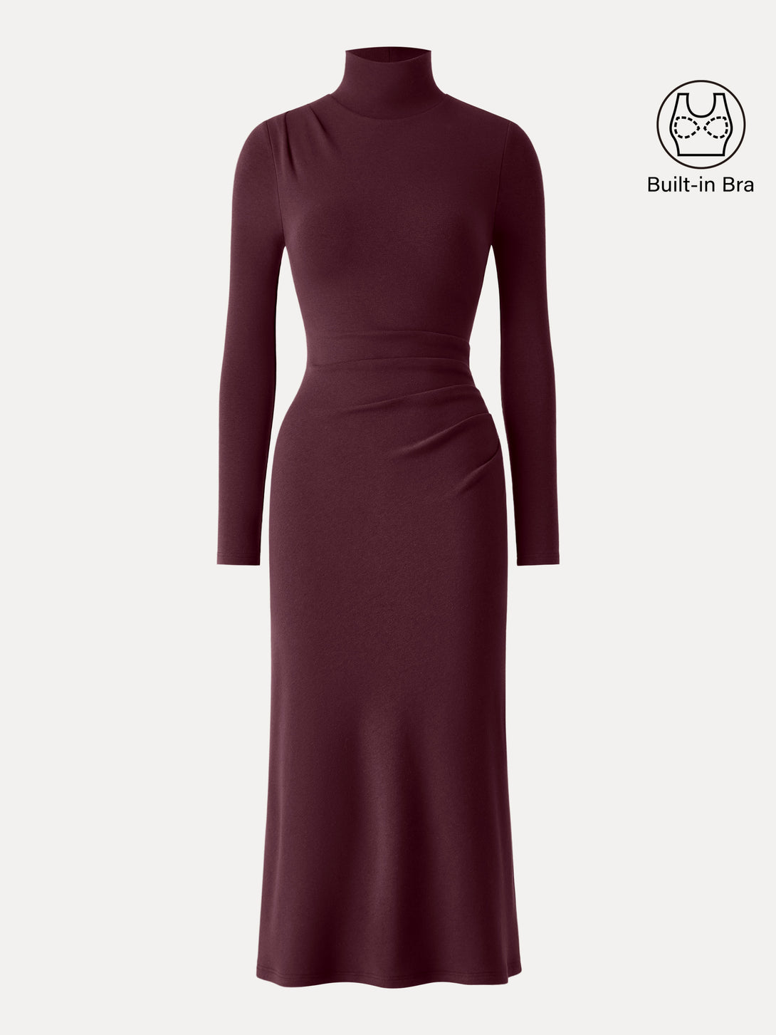 ProWarm Turtleneck Tucked Midi Brami Dress Ruby Berry XS