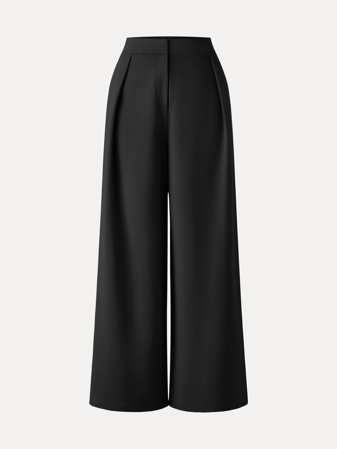 Non-sheer Airy Mid Rise Pleated Airy Trouser with Pockets