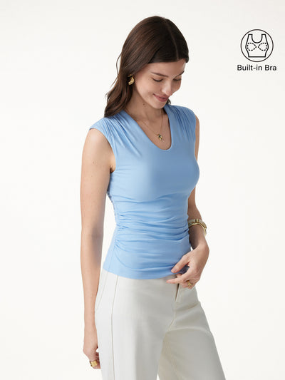 OGLmove SkinKiss Scoop Neck Gathered Bra Top Placid Blue XS