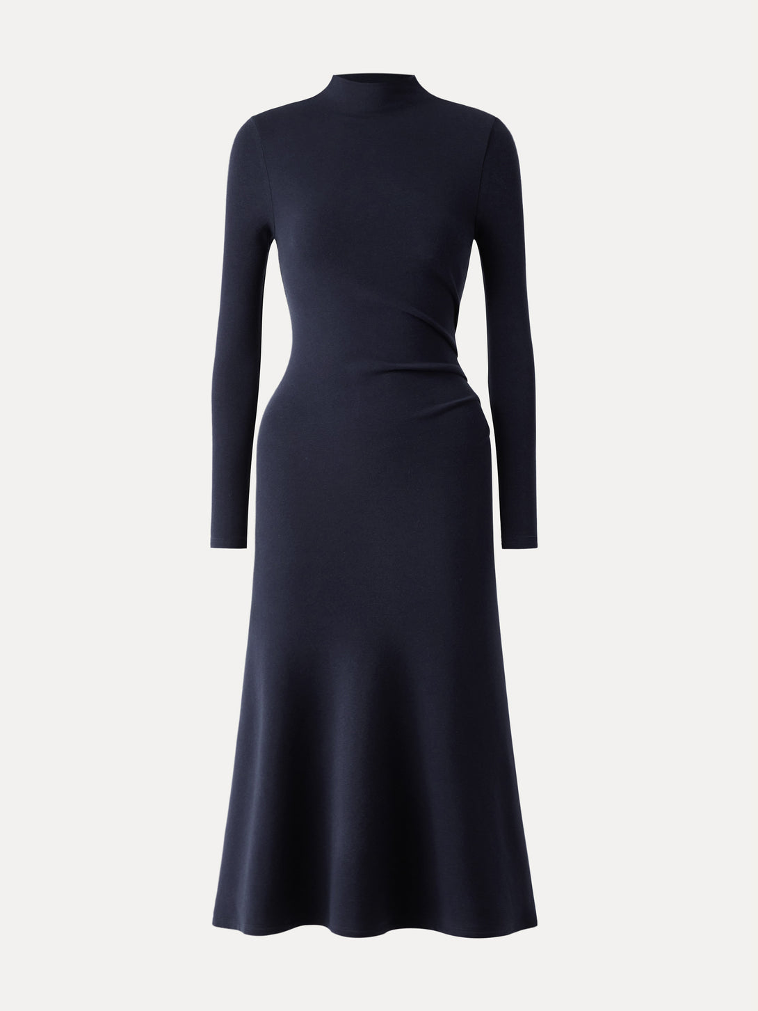 ProWarm Long Sleeves Mockneck Tucks Midi Dress Petite Midnight Navy