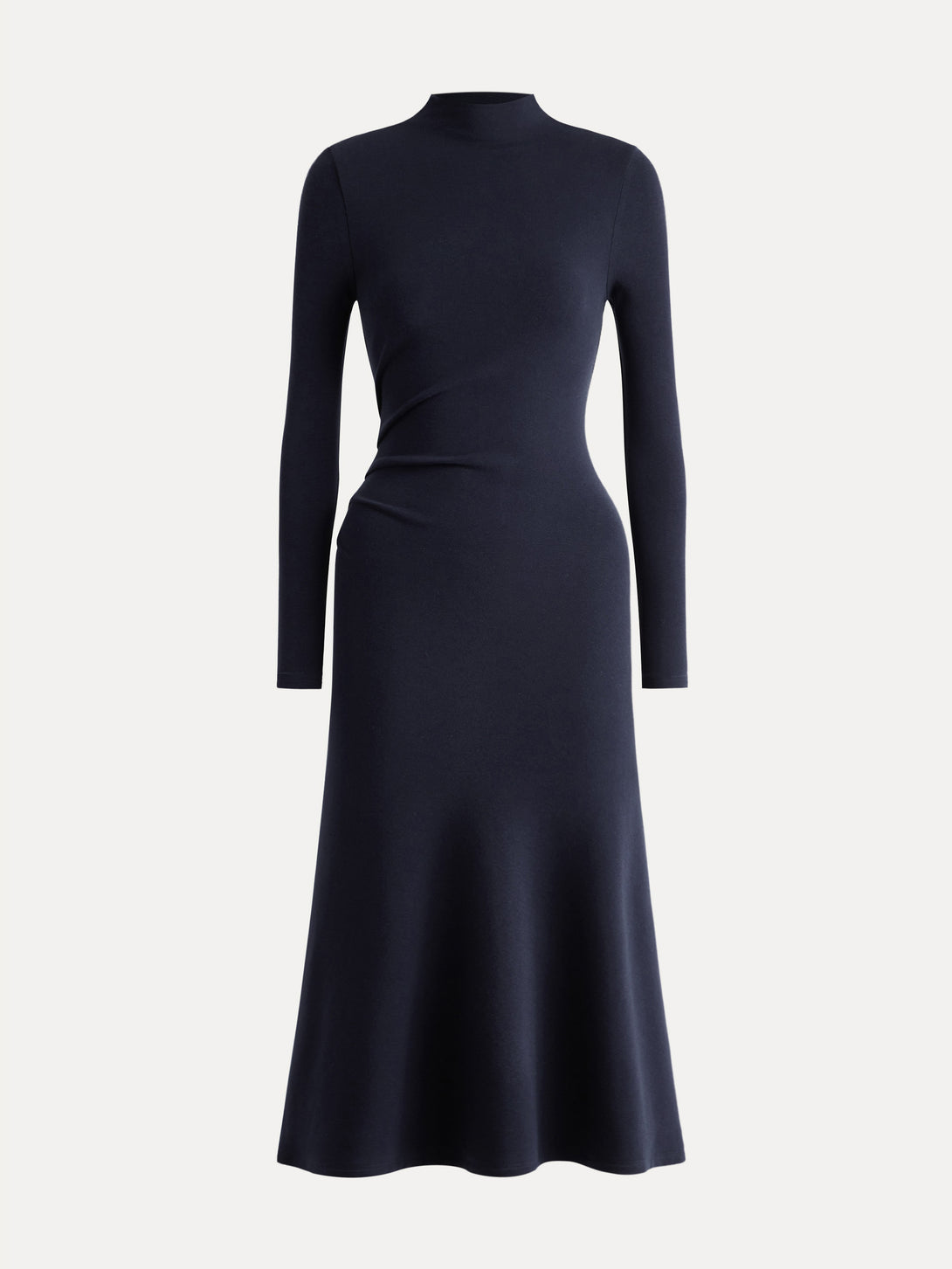 ProWarm Long Sleeves Mockneck Tucks Midi Dress Petite Midnight Navy